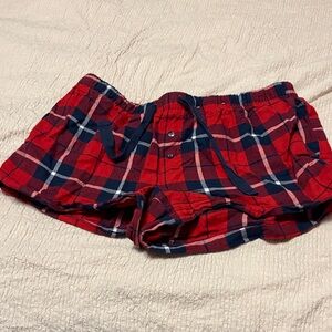 Red and Blue Plaid Shorts